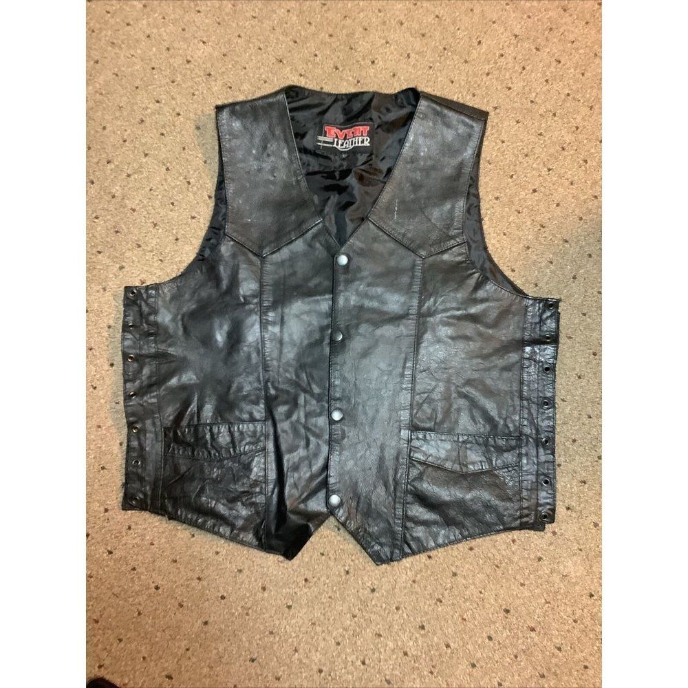 Leather Vest Light Weight Black XL Snap Front Lace Side(Needs Laces) Event Leath